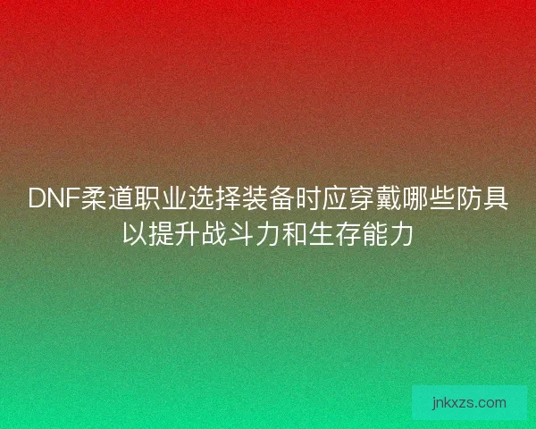 DNF柔道职业选择装备时应穿戴哪些防具以提升战斗力和生存能力