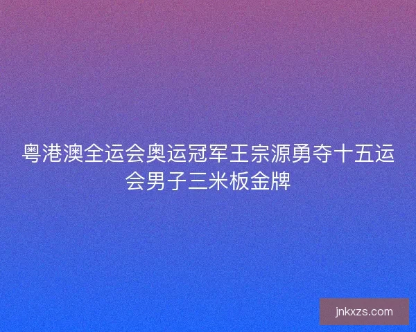 粤港澳全运会奥运冠军王宗源勇夺十五运会男子三米板金牌