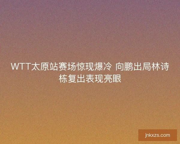 WTT太原站赛场惊现爆冷 向鹏出局林诗栋复出表现亮眼